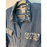VTG Jenjen by Darian Denim Star Beaded Blouse XL Western Rodeo 80s Cowgirl Blue Photo 2