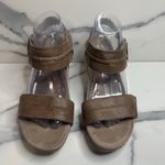 Aetrex Wmns Taupe Leather Ariel Wedge Sandals Sz 40 Sz 9 Photo 1