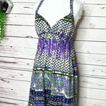Self Esteem Purple & Blue Multicolor Crochet Back Boho Casual Mini Sun Dress Size Medium Photo 1