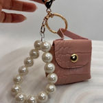 NWT‎ Mini Purse Keychain Pink Faux Leather with Pearl Handle, Coin Holder Photo 0