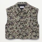 Mango  vest Boxy floral corduroy XS Small NEW quilted pocket snap detail Photo 2