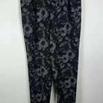 Floral Womens Joggers Black Gray Pull On Casual Lightweight Elastic Waist Medium Photo 0