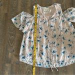 Moon River Top Cold Shoulder Pink Floral Appliqué Blouse Photo 5