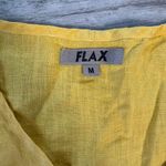 Flax  100% linen yellow short sleeve oversized top V-neck size medium C41 Photo 1