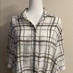 7 For All Mankind  Chain Print Blouse | Tie Front | Short Sleeve | Size M Photo 2
