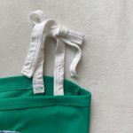 Notre Dame green and white patchwork ribbed bow dress Photo 3