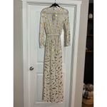 Miss Ord White Gold Foil Maxi Dress Long Large Sheer Evening Gown V Photo 7