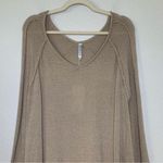 Monoreno NWT Taupe Inside Out Seam Contrast Crochet Long Sleeves Sweater Photo 2