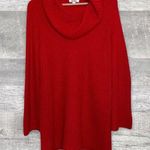 BB Dakota Chunky Red Cowl Turtleneck Sweater Dress Womens L Bell Sleeve Tunic Photo 0