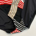 La Blanca Swimsuit One Piece Bustier Style Padded Ruching Geometric Black Red Photo 3