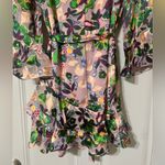 SALONI Silk Floral Ruffle Mini Dress Multicolor Light Pink Lined Slip Size 8 Photo 12