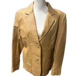 Uniform John Paul Richard Tan Leather Blazer Size 12 Petite EUC Photo 0