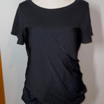 Maeve ‎ Anthropologie Black Top Ruched Detail Short Sleeve Small Photo 0