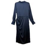 MILA MAE NWT Blue Long Sleeve Satin Shirtdress Dress L Size L Photo 4