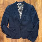 Dolce & Gabbana Dark Blue wool blend Blazer Leopard Lining cheetah animal 44 Photo 0