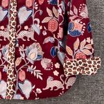 Chico's  Womens Button Up Blouse Size 8 Or 1 Maroon Floral Jaguar Print Boho Artsy Photo 3
