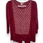 Lucky Brand Burgundy Boho Floral Hi-Lo Stretch Hi-Lo 3/4 Sleeve Shirt Medium Photo 0