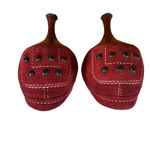 Tod's  Red Suede Buckle Front Rivet Detail Retro Kitten Heel Shoes Women Sz 37.5 Photo 5