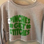 Pinches Get Stitches Cropped Sweater Sweatshirt XS Gray Photo 2