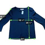 Loft Ann Taylor Floral Jacquard Bell Cuff Top Forever Navy Blue Women’s Size M Photo 3