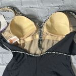 Tropical Escape Sears  One Piece Plunge Black White Swimsuit size 10 NEW women’s Photo 3