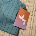 JoyLab NWT  Women’s High Neck Zip-Up Sports Bra Striped Light Aqua Blue Photo 3