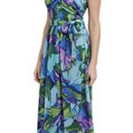 London Times Aquamarine Criss Cross Halter Neck Maxi Dress Photo 4