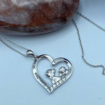 I Love You Mom African Mongoose Sterling Silver Cz Heart Necklace Silver Photo 0