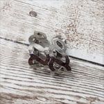 Vintage Clip On Earrings Silver Tone Decorate Cut Out Hoops Photo 0