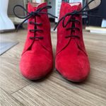 Kate Spade Suede Chunky Red Heels Photo 3