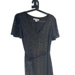 Tommy Bahama Black Gold leopard Midi Dress XS Flutter Sleeves Waist Tie Ruffle Photo 6