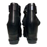 Sorel Joanie II Black Platform Wedge Sandals Sz 9 Elastic Strap Leather Photo 4