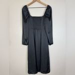 Wilfred Aritzia Bridgerton Satin Black long Sleeve Midi Dress size 8 $168 Photo 6