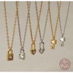 Boutique White Gold Filled Heart Lock Diamond Simulate Pendant Necklace NEW Photo 8