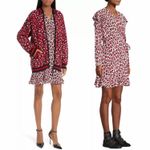 Robert Rodriguez Leopard Lena Wrap Dress White Black Red Long Sleeve Tie Ruffle Photo 10