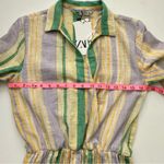 ZARA  Stripe Shirred Ruffle Hem Fitted Dress Size XS Photo 11