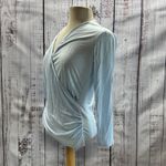 White House | Black Market  NWT Baby Blue Faux Wrap 3/4 Sleeve Surplice Tee Photo 4