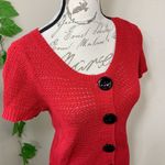 Ann Taylor Red Knit Crochet Retro Top Cardigan Photo 1