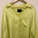 No. 6 Store Button Down Shirt Size Large Yellow Neon 3 Satin New York Photo 2