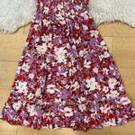 Casual red / pink summer floral midi dress size L. Photo 2