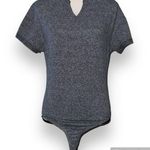 Gymshark  XS power down thong bodysuit charcoal short sleeve v-neck snap shut Photo 0