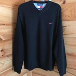 Tommy Hilfiger BLACK VINTAGE EMBROIDERED FLAG  GRAPHIC KNIT SWEATER Photo 0