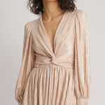 Sabina Musayev Adi Pearl Blush Metallic Pleated Mini Dress Size L Gold Size L Photo 0