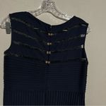 Tadashi Shoji Navy Blue Lace And Crochet Collage Illusion Dress Photo 6