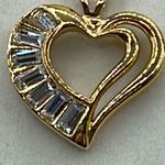 Vintage 1997 Avon Baguette heart necklace. Gold Photo 0