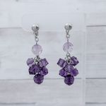 Vintage Clip On Earrings Stunning Extra Long Purple Dangle Statement Photo 0