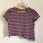 Lululemon Burgundy White Stripe Sleeveless Crop Top US Small Photo 0