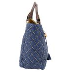Marc Jacobs  Navy Blue Leather Quilted Woven Mackenzie Flap Tote Bag Purse Photo 5