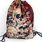 Spirit Halloween Zombie Skull Printed Cinch Bag Backpack 17X13.5 Horror Monsters Photo 1