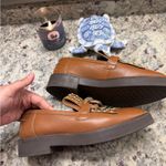 Saint G Studded Brown Chain Buckle Loafers Shoes Size 8 Photo 8